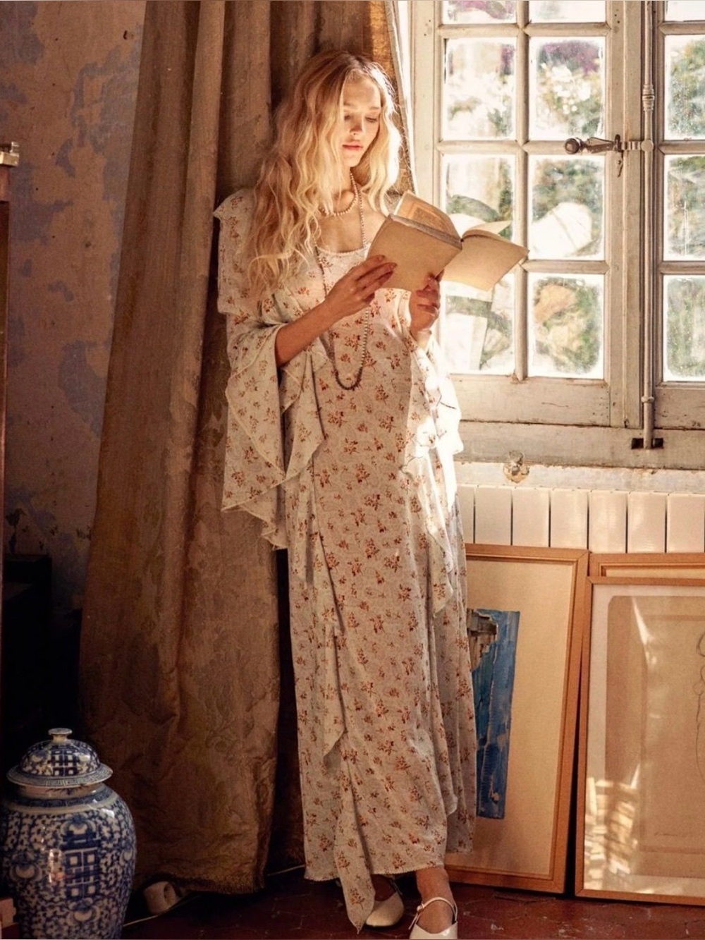 NWT SPELL Floral Maxi Dress Ruffle Free People